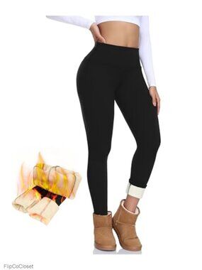 Fleece Lined Thermal Leggings High Waisted Tummy Control Winter Warm Pants